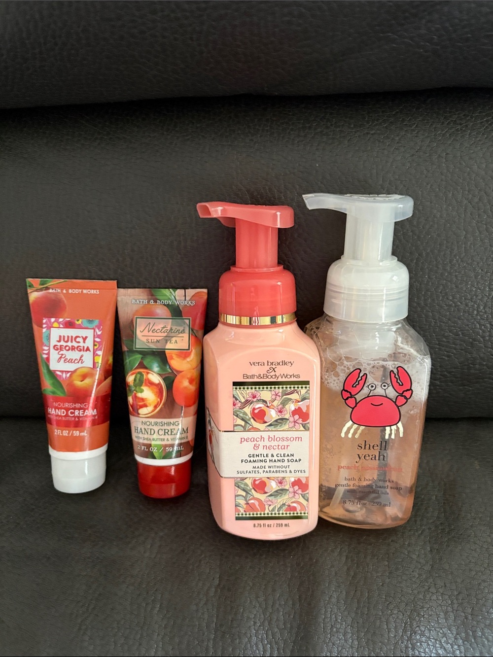 Bath and body peach flavor soap and hand cream set